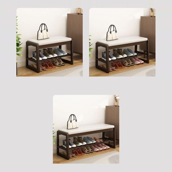 Contemporary Scandinavian Rectangle Tech Cloth Solid Wood Shoe Storage 1-Shelf For Entryways - Image 23