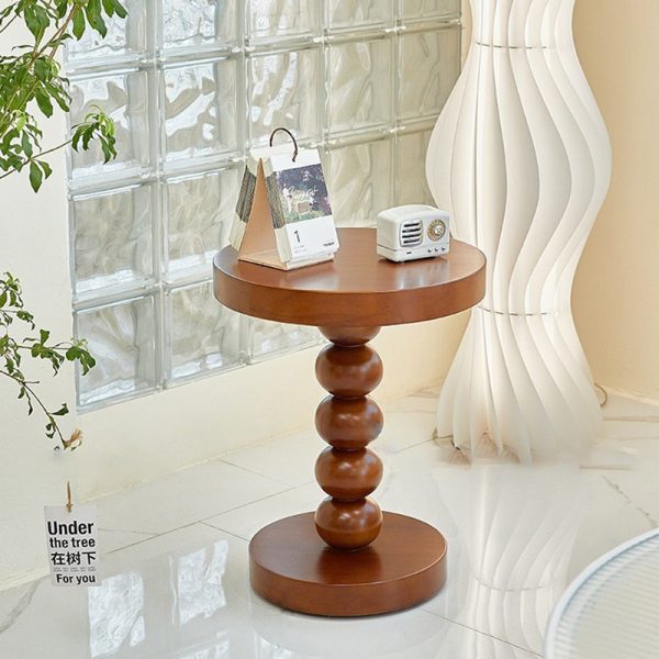 Traditional Vintage Round Beaded Wooden Coffee Table For Living Room - Image 43