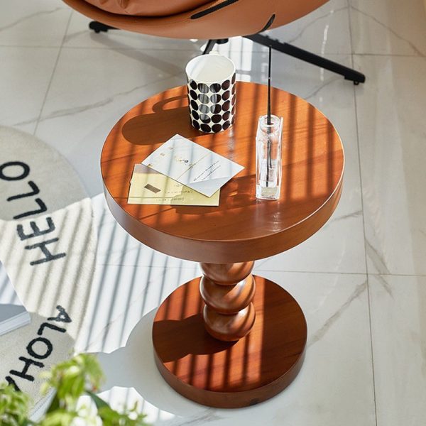 Traditional Vintage Round Beaded Wooden Coffee Table For Living Room - Image 44