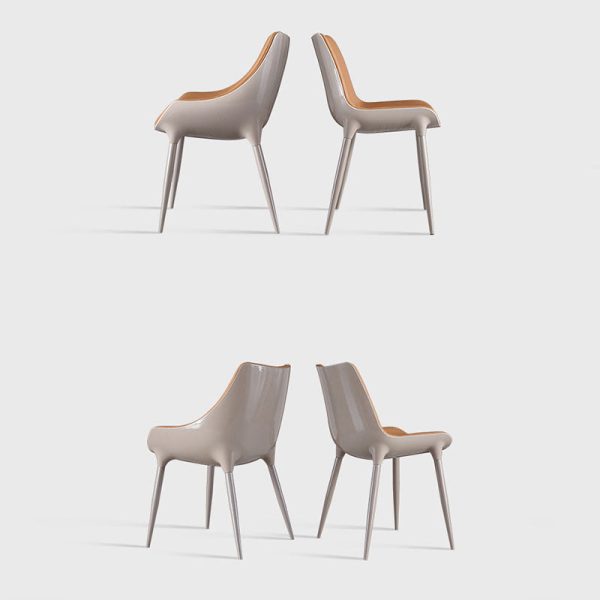 Modern Simplicity Cowhide Steel Sponge Square Curved Dinining Chair Backrest For Dining Room - Image 15
