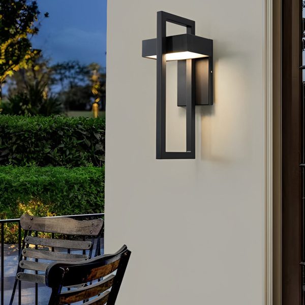 Rectangular Minimalist LED Waterproof Black Modern Outdoor Wall Lamp - Image 3