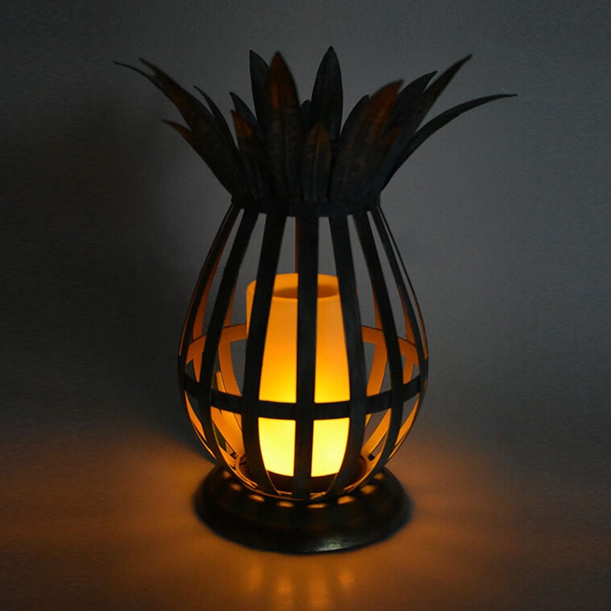Solar Iron Pineapple Flame Candle Hollow LED Lawn Decorative Light - Image 2