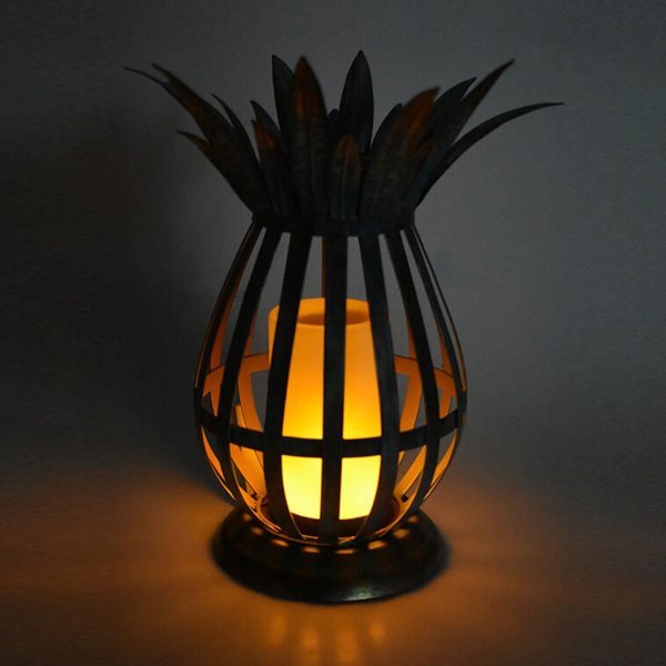 Solar Iron Pineapple Flame Candle Hollow LED Lawn Decorative Light - Image 2