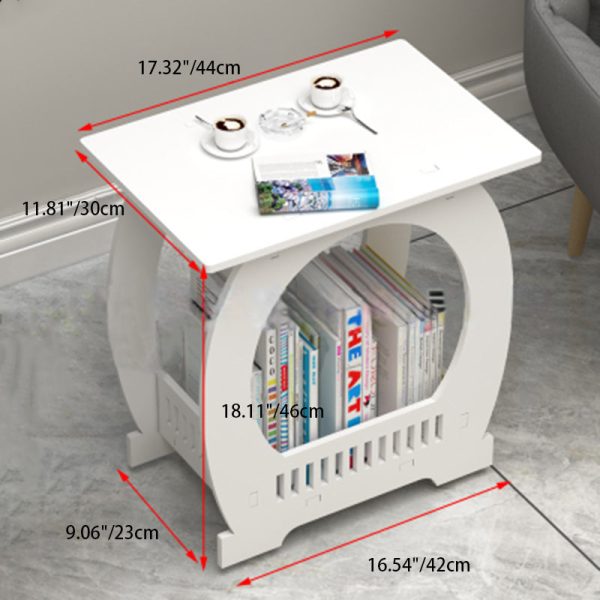 Contemporary Creative Round Rectangular Basket Base Wood Board End Table 1-Storage For Living Room - Image 7