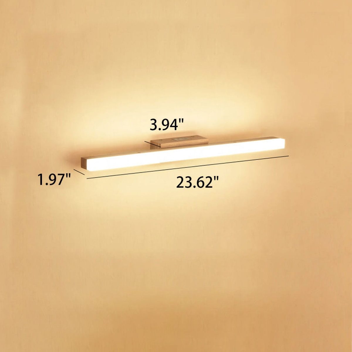 Nordic Minimalist Wooden Long Strip Vanity Light LED Wall Sconce Lamp - Image 6