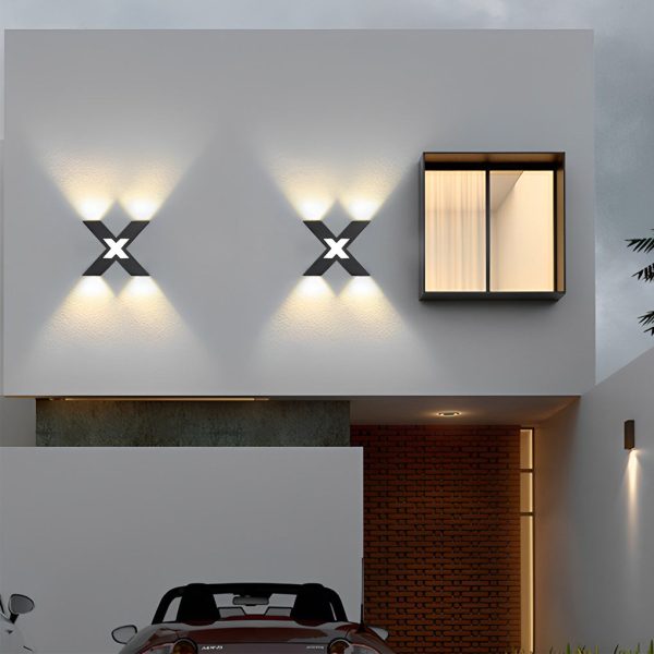 X Shape Creative Waterproof LED Black Modern Outdoor Wall Lamp Exterior Lights - Image 4