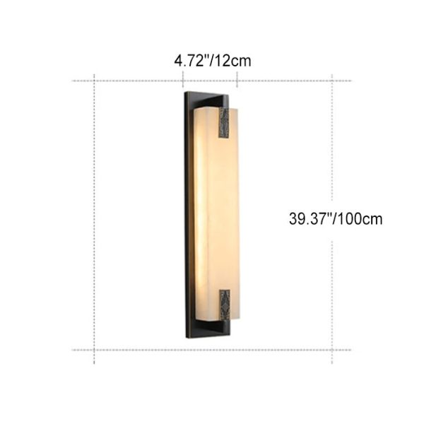 Modern Transitional Rectangular Copper Marble LED Outdoor Wall Sconce Lamp For Outdoor Patio - Image 7