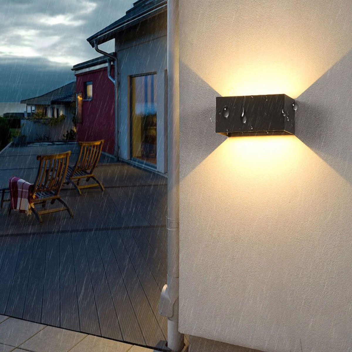 Modern Outdoor Waterproof Rectangular LED Up and Down Illuminated Outdoor Wall Sconce Lamp - Image 17