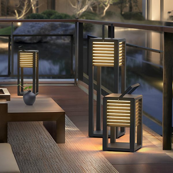Square Waterproof LED Black Modern Portable Lawn Lamp Solar Outdoor Light - Image 3