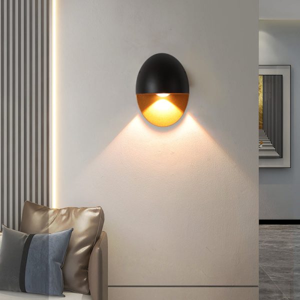 Modern Minimalist Oval Shape Aluminum Outdoor Waterproof LED Wall Sconce Lamp - Image 13