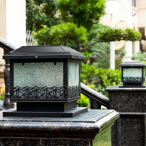 Creative Square Waterproof LED Black Modern Solar Fence Post Lights - Image 4
