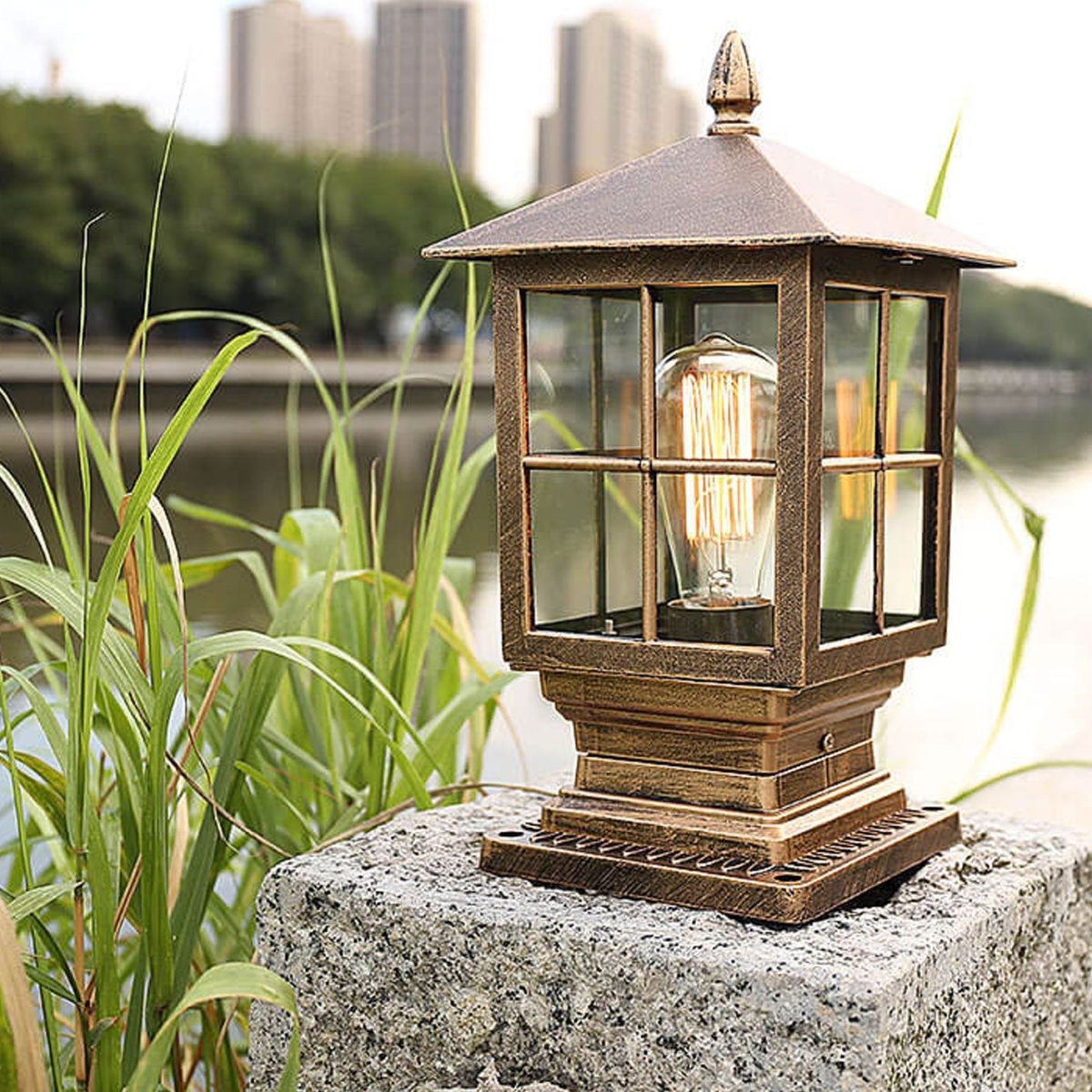 European Outdoor Column Lantern Waterproof  Rustproof 1-Light Patio Light - Image 2
