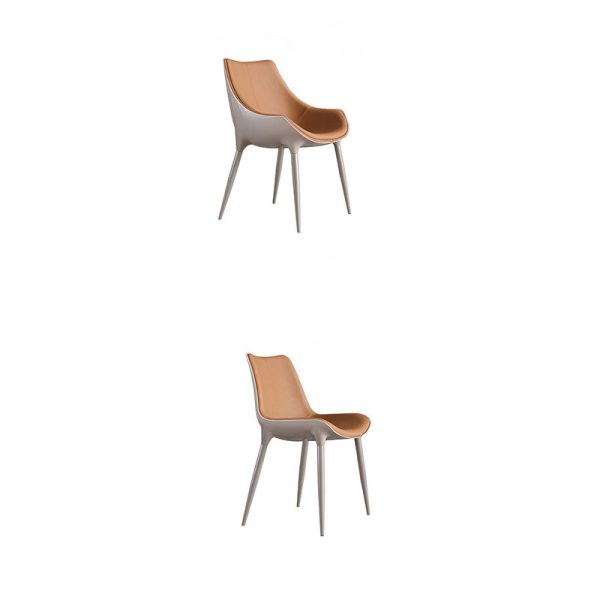 Modern Simplicity Cowhide Steel Sponge Square Curved Dinining Chair Backrest For Dining Room - Image 16