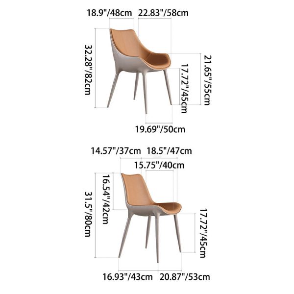 Modern Simplicity Cowhide Steel Sponge Square Curved Dinining Chair Backrest For Dining Room - Image 4