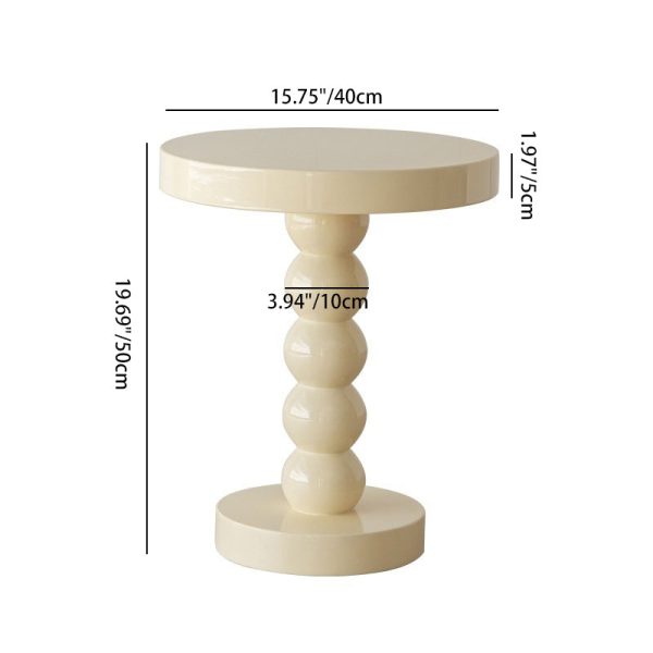 Traditional Vintage Round Beaded Wooden Coffee Table For Living Room - Image 4