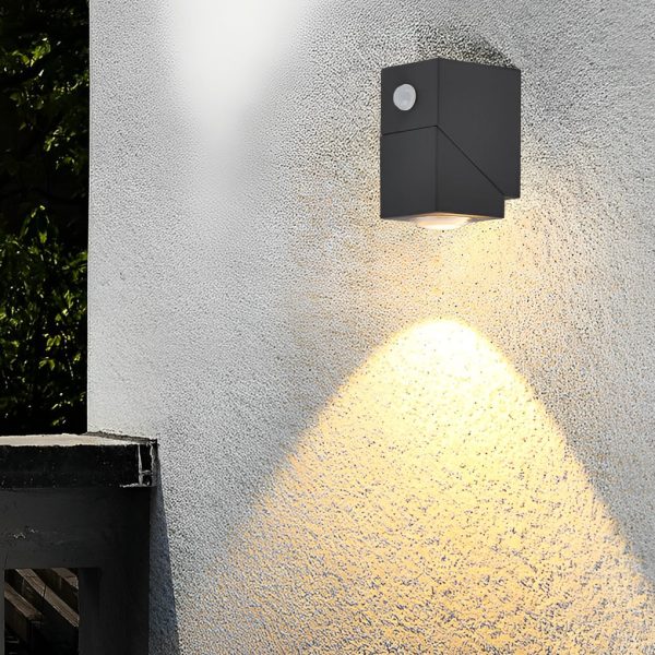 Adjustable Up and Down Light Motion Sensor Waterproof Black Wall Lamp - Image 2