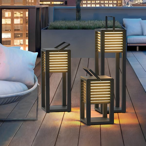 Square Waterproof LED Black Modern Portable Lawn Lamp Solar Outdoor Light - Image 2