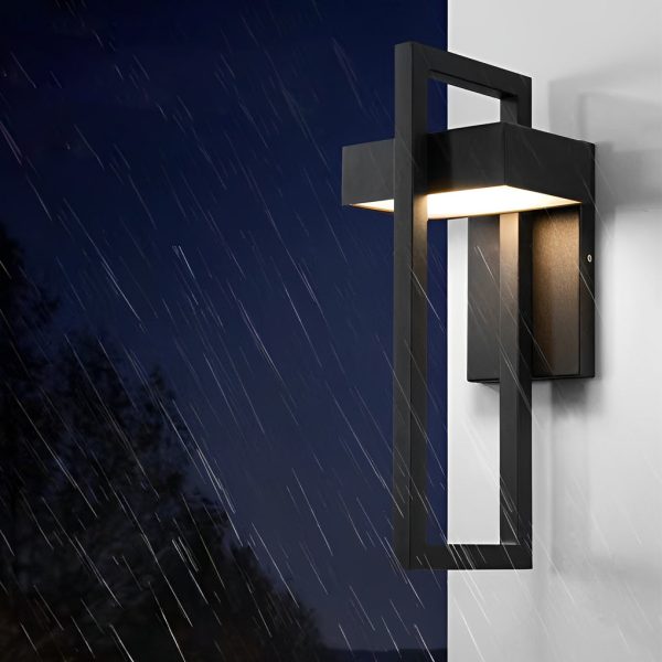 Rectangular Minimalist LED Waterproof Black Modern Outdoor Wall Lamp - Image 4