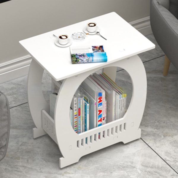 Contemporary Creative Round Rectangular Basket Base Wood Board End Table 1-Storage For Living Room - Image 11
