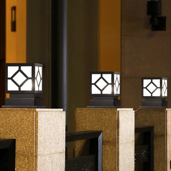 Square Stainless Steel LED Waterproof Black Modern Outdoor Light Post Lamp - Image 8