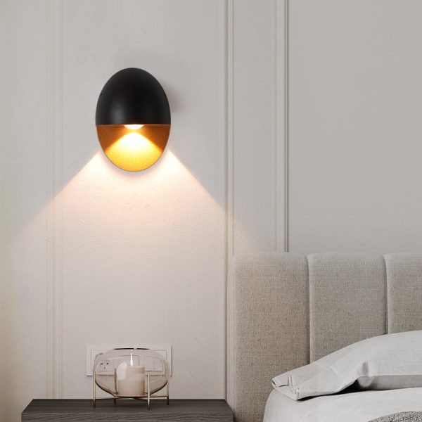 Modern Minimalist Oval Shape Aluminum Outdoor Waterproof LED Wall Sconce Lamp - Image 2