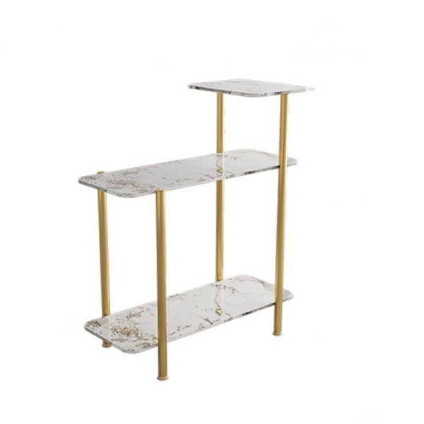 Contemporary Scandinavian Rectangle Rock Panel Steel Side Table 3-Tier For Living Room - Image 16
