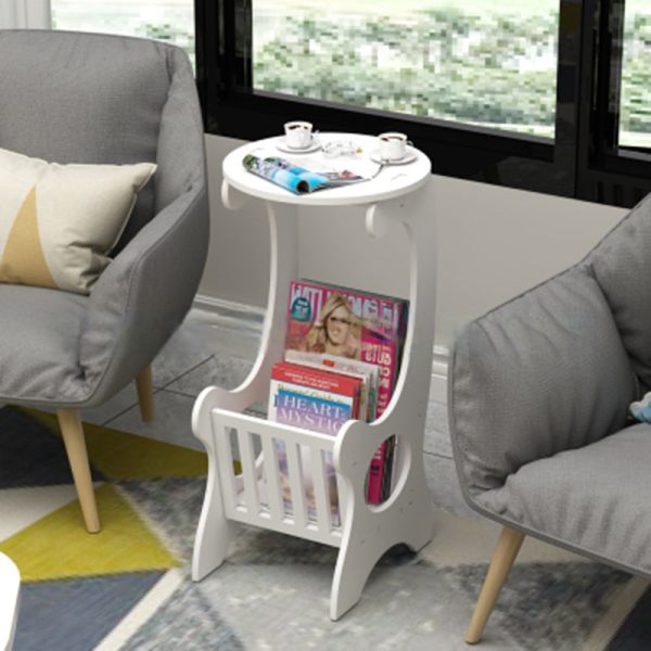 Contemporary Creative Round Rectangular Basket Base Wood Board End Table 1-Storage For Living Room - Image 10