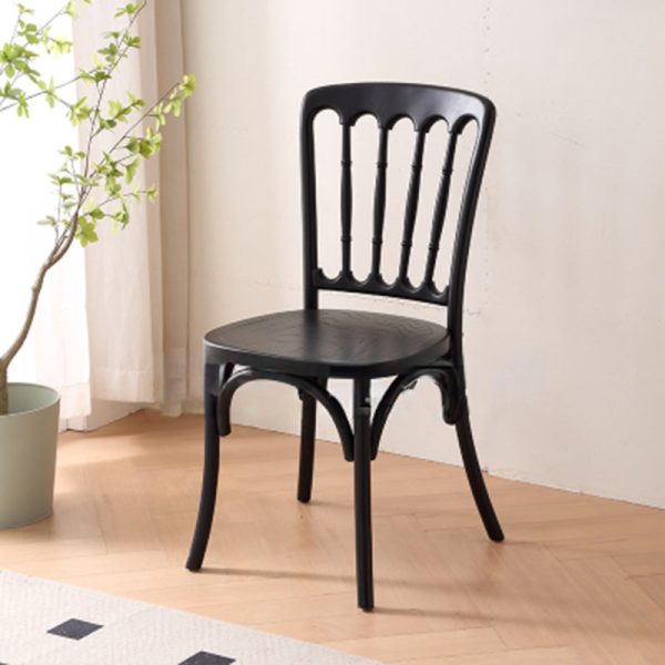 Traditional Vintage Round Rattan Solid Wood Dining Chair Backrest For Dining Room - Image 11