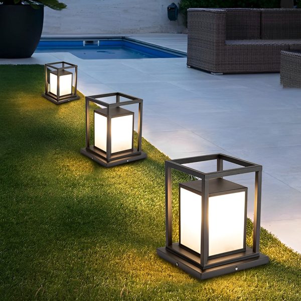 Outdoor Waterproof LED Black Modern Solar Fence Post Lights Pillar Lamp - Image 2