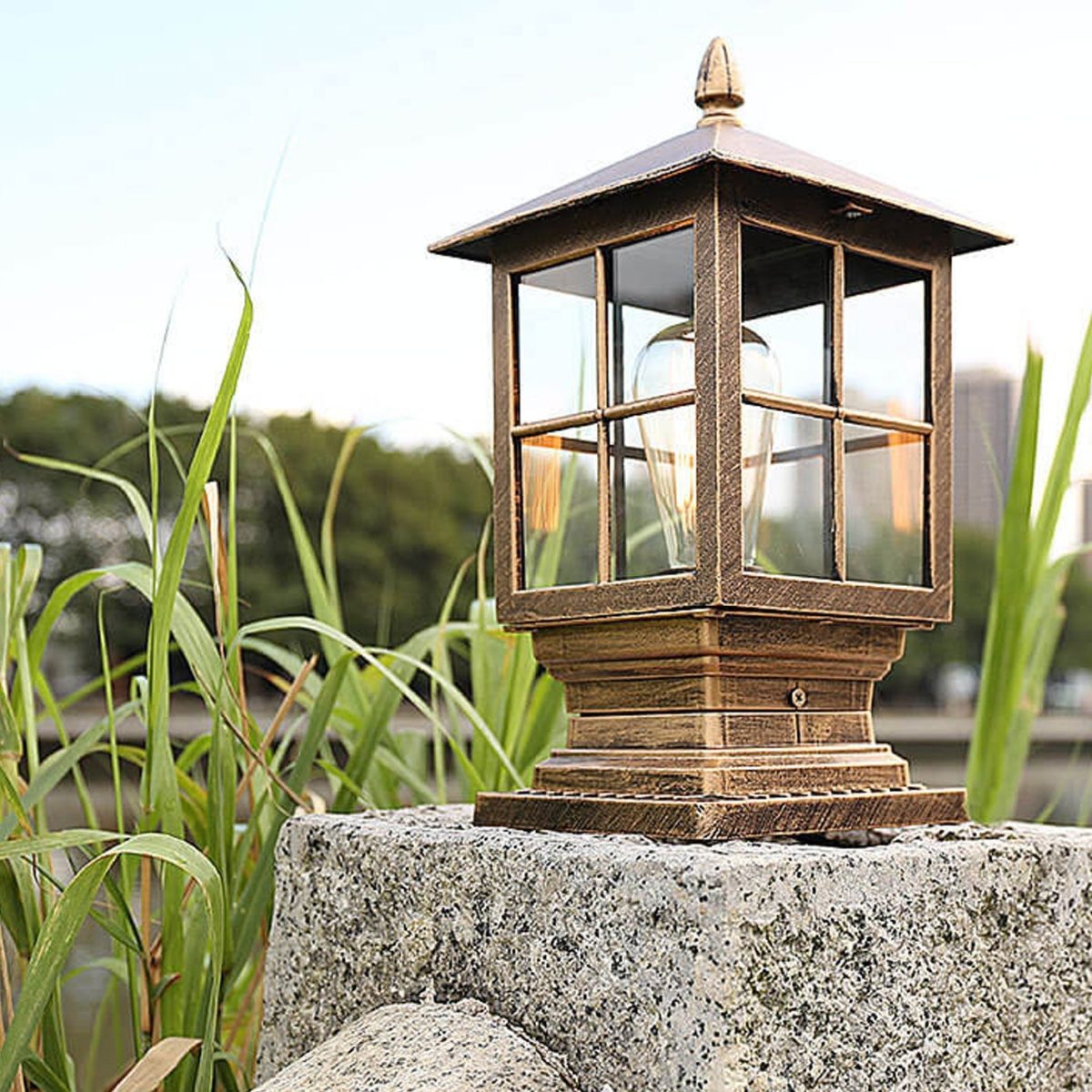 European Outdoor Column Lantern Waterproof  Rustproof 1-Light Patio Light - Image 15