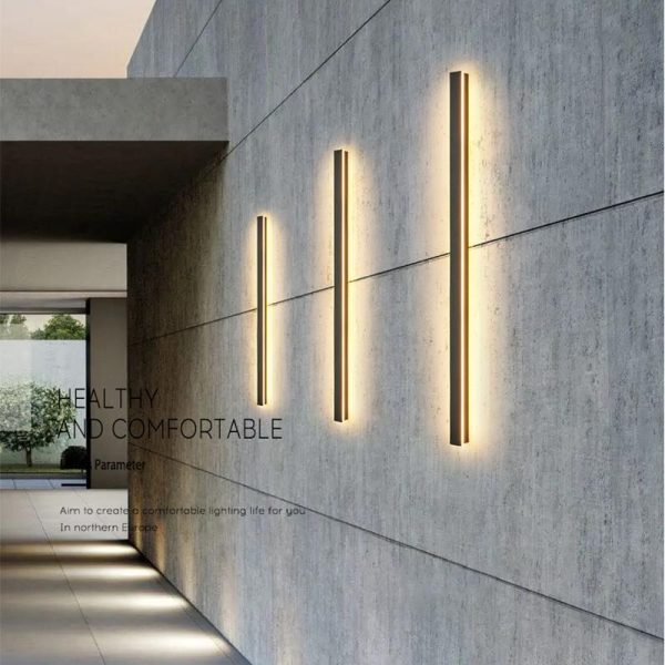 Waterproof Long Strip LED Wall Lamp Outdoor Wall Lights Black Porch Lights - Image 4