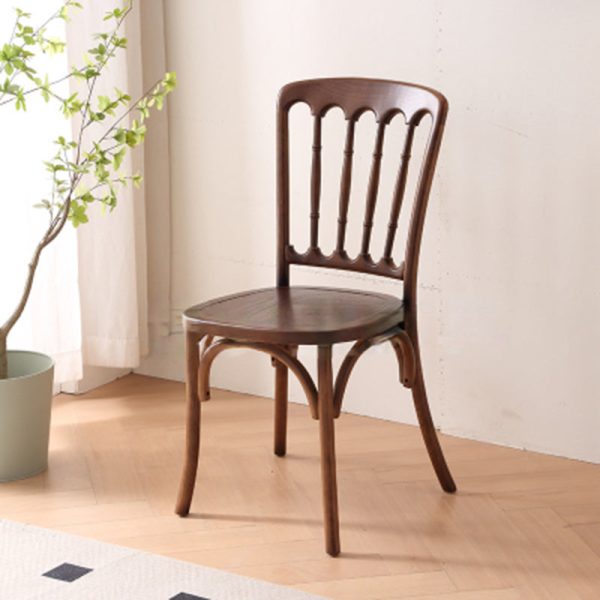 Traditional Vintage Round Rattan Solid Wood Dining Chair Backrest For Dining Room - Image 13