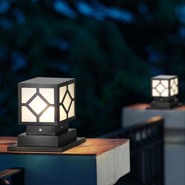 Square Stainless Steel LED Waterproof Black Modern Outdoor Light Post Lamp - Image 4