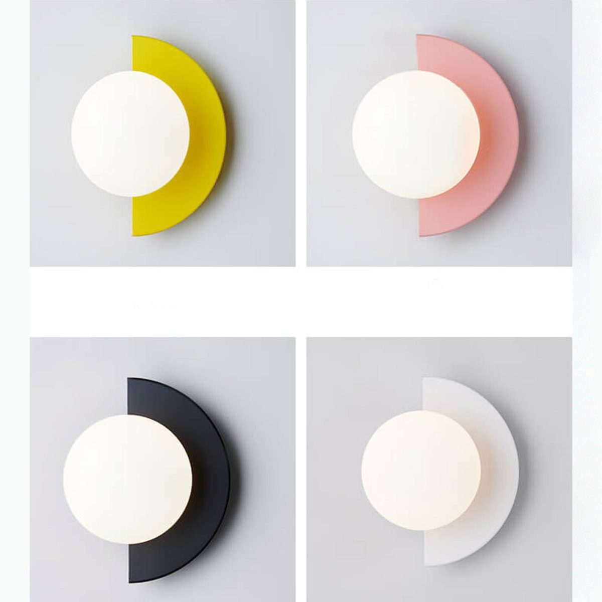 Modern Minimalist Glass Spherical Colorful Semicircle Design 1-Light Wall Sconce Lamp - Image 17