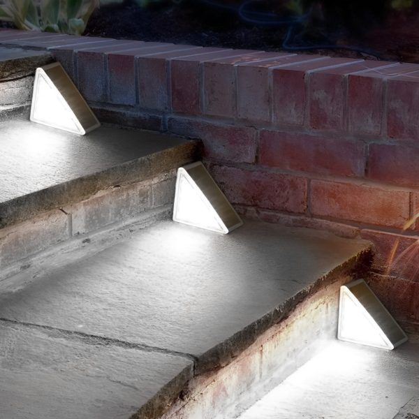 Triangle Automatic Charging Wire-Free Waterproof LED Solar Modern Step-Mounted Lights - Image 4