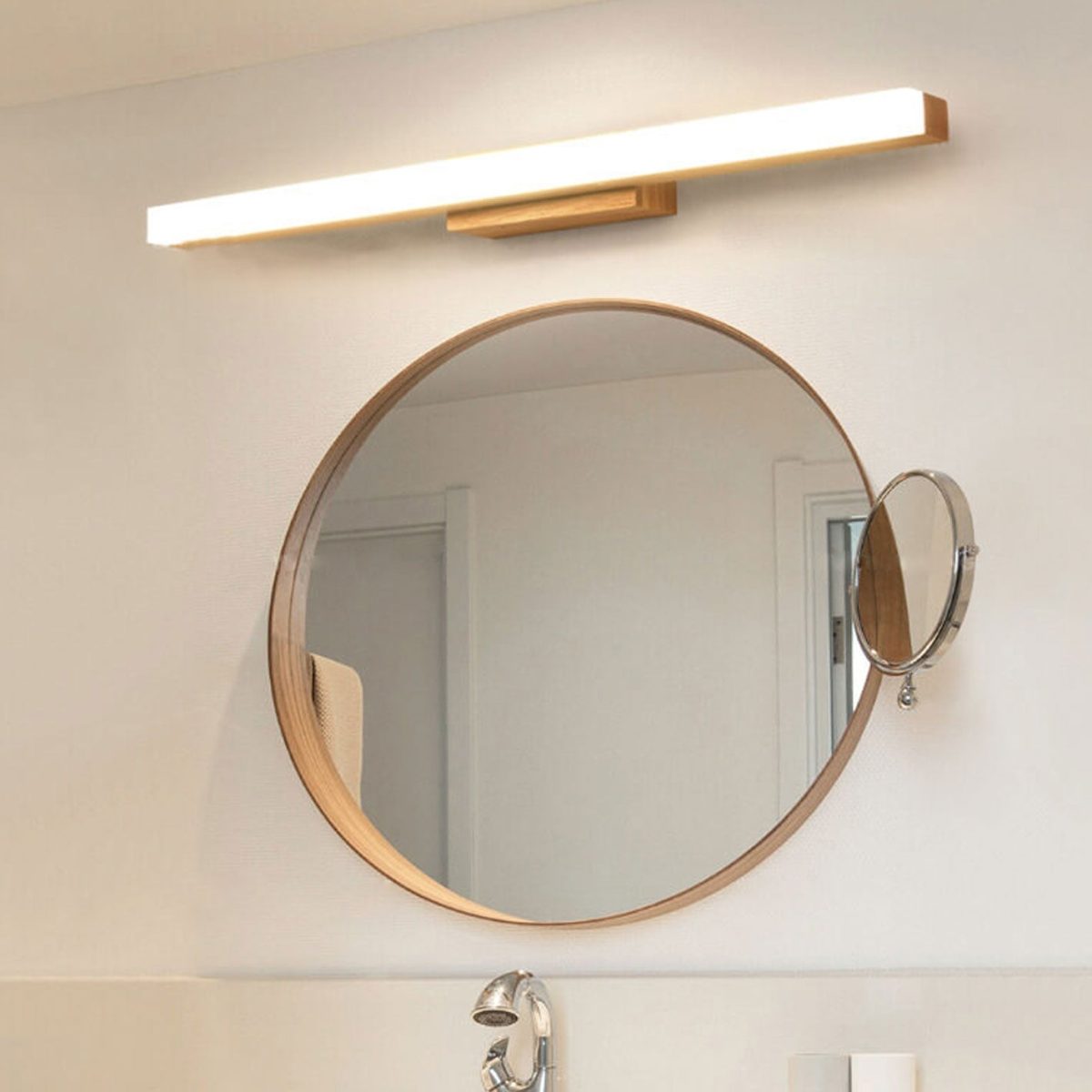 Nordic Minimalist Wooden Long Strip Vanity Light LED Wall Sconce Lamp - Image 19