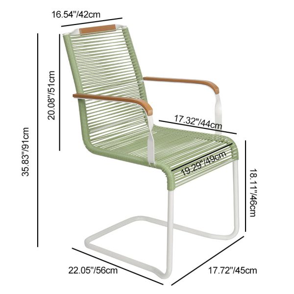 Modern Minimalist PP & Iron Striped Outdoor Lounge Chair With Backrest And Armrests For Garden Or Patio - Image 4