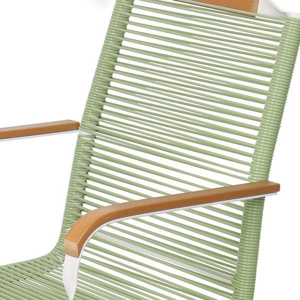 Modern Minimalist PP & Iron Striped Outdoor Lounge Chair With Backrest And Armrests For Garden Or Patio - Image 5