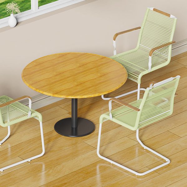 Modern Minimalist PP & Iron Striped Outdoor Lounge Chair With Backrest And Armrests For Garden Or Patio - Image 8