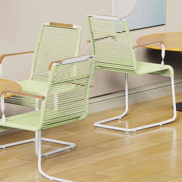Modern Minimalist PP & Iron Striped Outdoor Lounge Chair With Backrest And Armrests For Garden Or Patio - Image 2