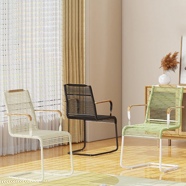 Modern Minimalist PP & Iron Striped Outdoor Lounge Chair With Backrest And Armrests For Garden Or Patio - Image 10