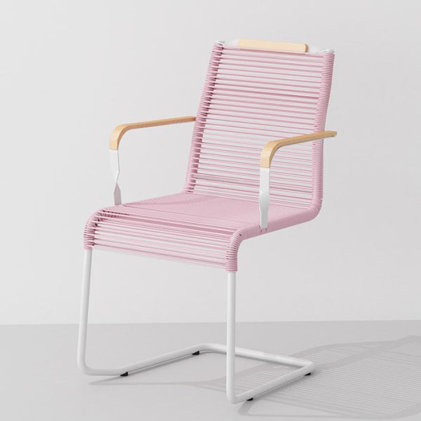 Modern Minimalist PP & Iron Striped Outdoor Lounge Chair With Backrest And Armrests For Garden Or Patio - Image 12