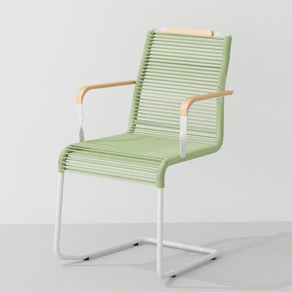 Modern Minimalist PP & Iron Striped Outdoor Lounge Chair With Backrest And Armrests For Garden Or Patio - Image 15