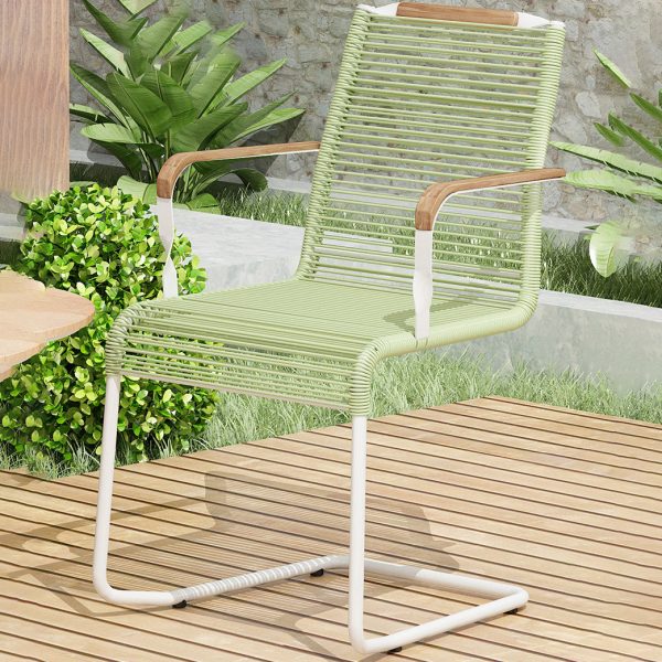 Modern Minimalist PP & Iron Striped Outdoor Lounge Chair With Backrest And Armrests For Garden Or Patio - Image 6
