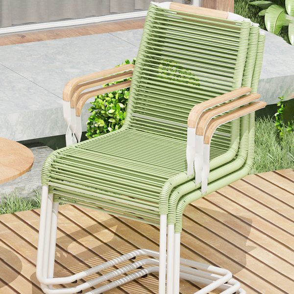 Modern Minimalist PP & Iron Striped Outdoor Lounge Chair With Backrest And Armrests For Garden Or Patio - Image 7