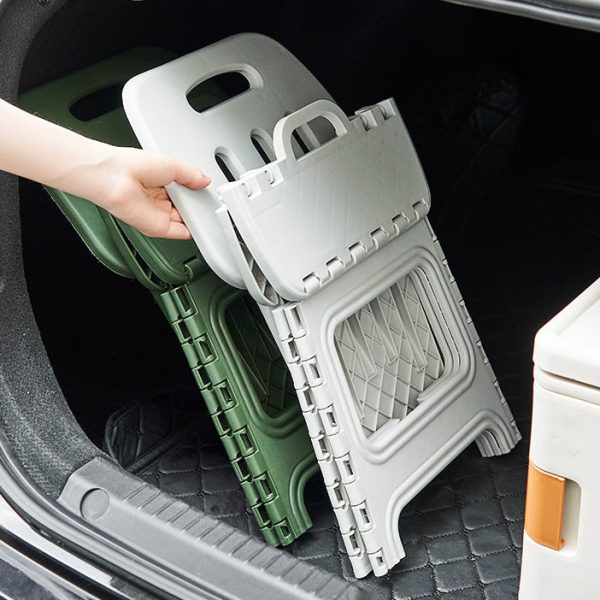 Modern Minimalist Plastic Square Low Stool With Backrest, Foldable & Portable For Living Room - Image 6