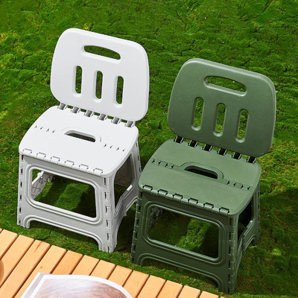 Modern Minimalist Plastic Square Low Stool With Backrest, Foldable & Portable For Living Room - Image 12