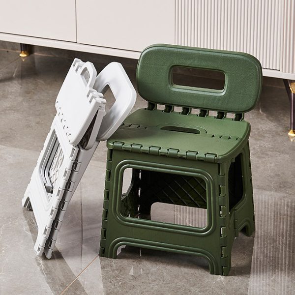 Modern Minimalist Plastic Square Low Stool With Backrest, Foldable & Portable For Living Room - Image 10
