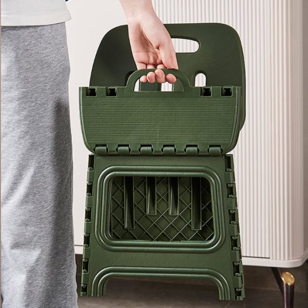Modern Minimalist Plastic Square Low Stool With Backrest, Foldable & Portable For Living Room - Image 9
