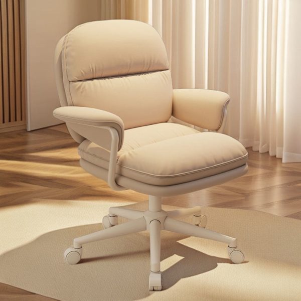 Modern Minimalist PU Leather Carbon Steel Square Cushion Desk Chair With Armrest & Backrest For Home Office - Image 2